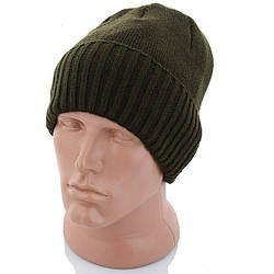 Шапка з відворотом, оливкового кольору, всередині повністю на флісі Розмір: 55- 60 (17124-2)