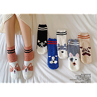 Носки махровые теплые, носки средней длины, носки теплые с принтом "Собачки", 36-41