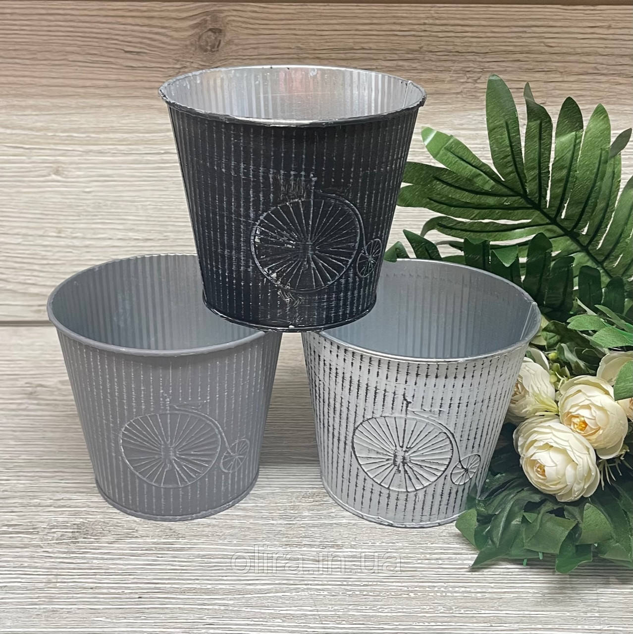 Відеречко декоративне флористичне металеве, фото 1