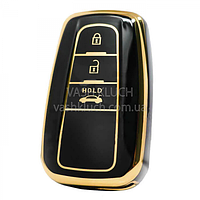 Силиконовый чехол Премиум для Toyota (Тойота) Rav4 Corolla Hybryd Camry Prado 3 кнопки черный