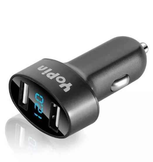 Автомобільний зарядний пристрій 5 V 2 Ah 10 W з вольтметром