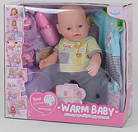 Пупс функціональний Warm Baby WZJ 057 A-581 (10 функцій, звукові ефекти) Лялька Бебі Борн, Інтерактивний пупс