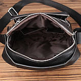 Чоловіча сумка через плече Натуральна шкіра Барсетка Чоловіча шкіряна сумка для документів планшет Чорна, фото 7