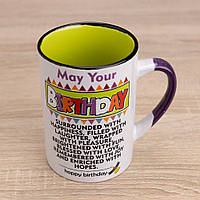 Кружка з побажанням Birthday (білий з зеленим)