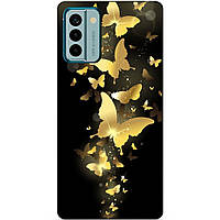 Силиконовый чехол бампер для Nokia G22 с рисунком Золотые Бабочки Мотыльки