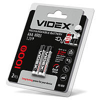 Акумуляторні батарейки AAA Videx Ni-MH 1000 мАч 2 шт., перезаряджаємі мініпальчикові акумулятори ААА