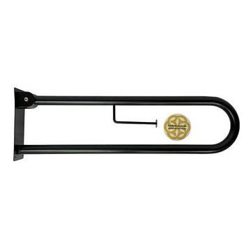 Відкидний поручень для інвалідів з тримачем, D32 нержавіюча сталь, чорний Efor