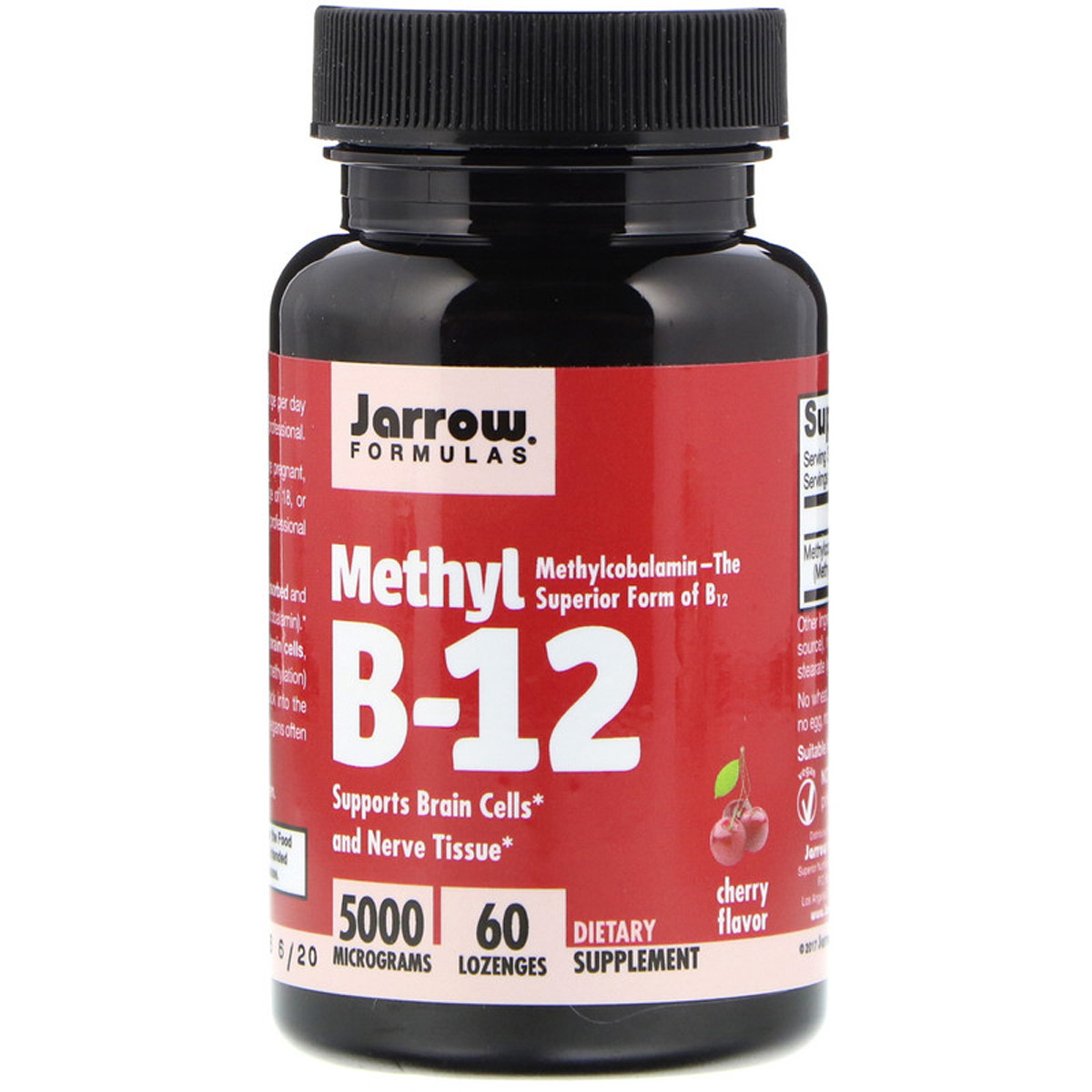 Метил B-12 со вкусом вишни, 5000 мкг, Methyl B-12, Jarrow Formulas, 60 леденцов - фото 1 - id-p2000422348