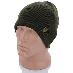 Шапка оливкового кольору "Трезуб" на флісі Розмір: 54- 59 (DN17133-3)