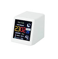 Умная мини-метеостанция с Wi-Fi LCD LED Digital Clock (білий) арт. 04247