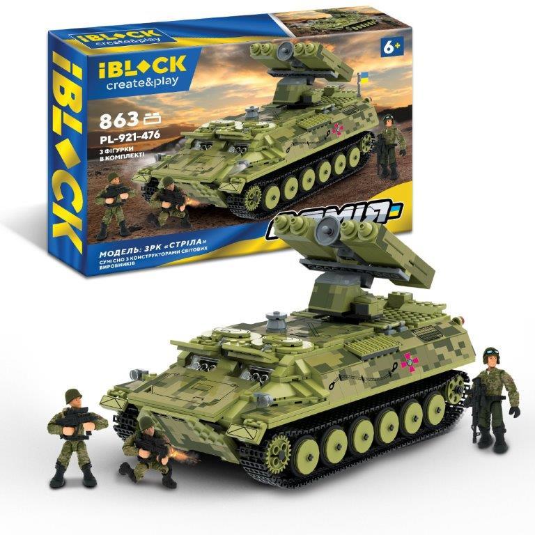 Конструктор дитячий іграшковий IBLOCK Армія, ЗРК "Стріла", 863 дит., 3 фіг в кор. 48*32*9см PL-921-476