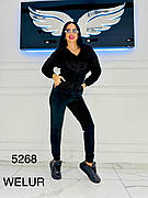 Жіночий брючний прогулянковий чорний костюм