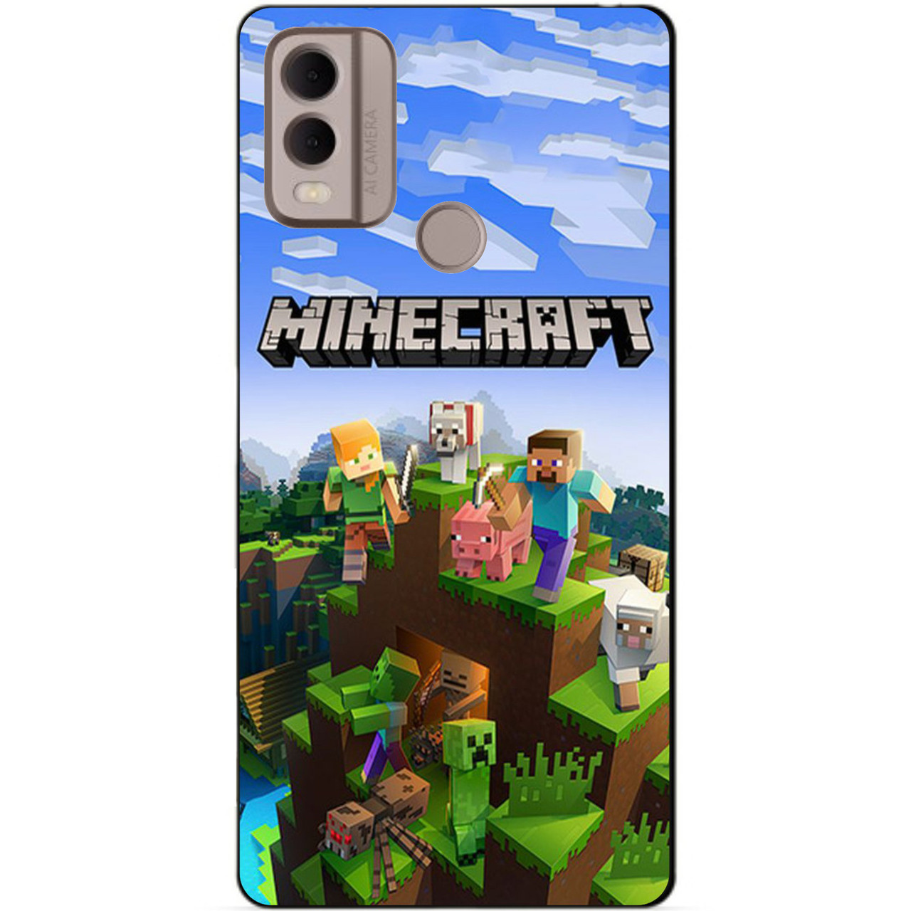 Силиконовый Чехол Бампер Для Nokia C22 С Рисунком Minecraft.