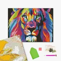 Бриллиантовая мозаика Радужный лев 40х50 см