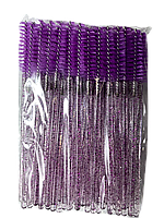 Щеточки блестящие нейлоновые фиолетовые, фиолетовая ножка (50 штук/уп)