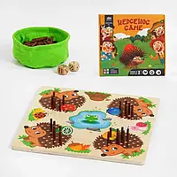 Деревянная логическая развивающая игра "Hedgehog game" (игральные кубики, деревянные иглы) С 57288
