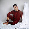 Тепла чоловіча піжама на флісі штани в карту, XL52-54 теплий чоловічий костюм для дому, бордо ТМ GLISA, Туреччина, фото 4