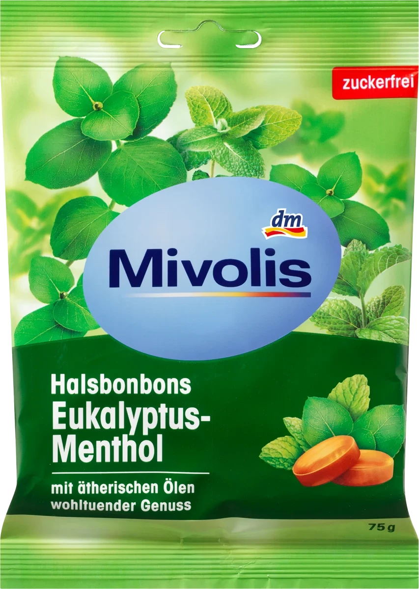 Льодяники Mivolis для горла (Евкаліпт-Ментол), 75г, фото 1