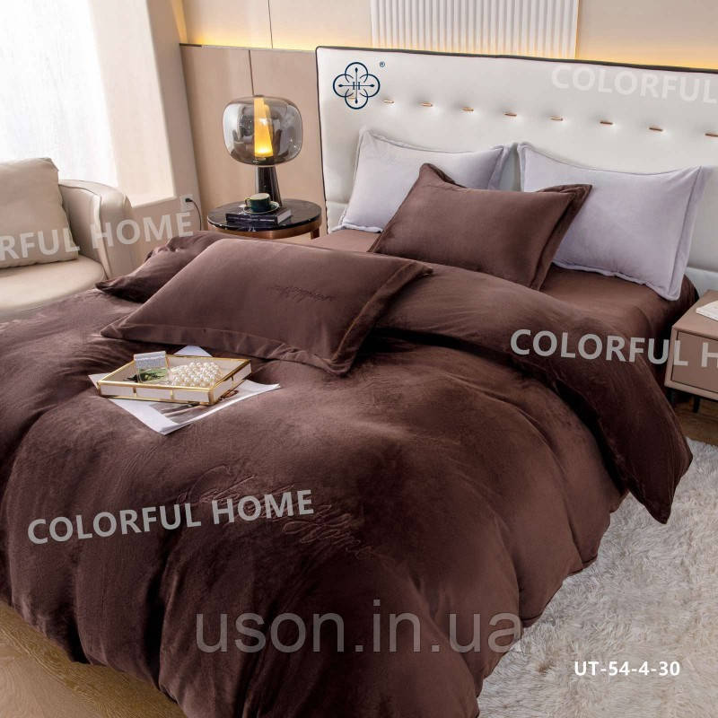 Постільна білизна з велюру TM Colorful Home євро розмір колір коричневий