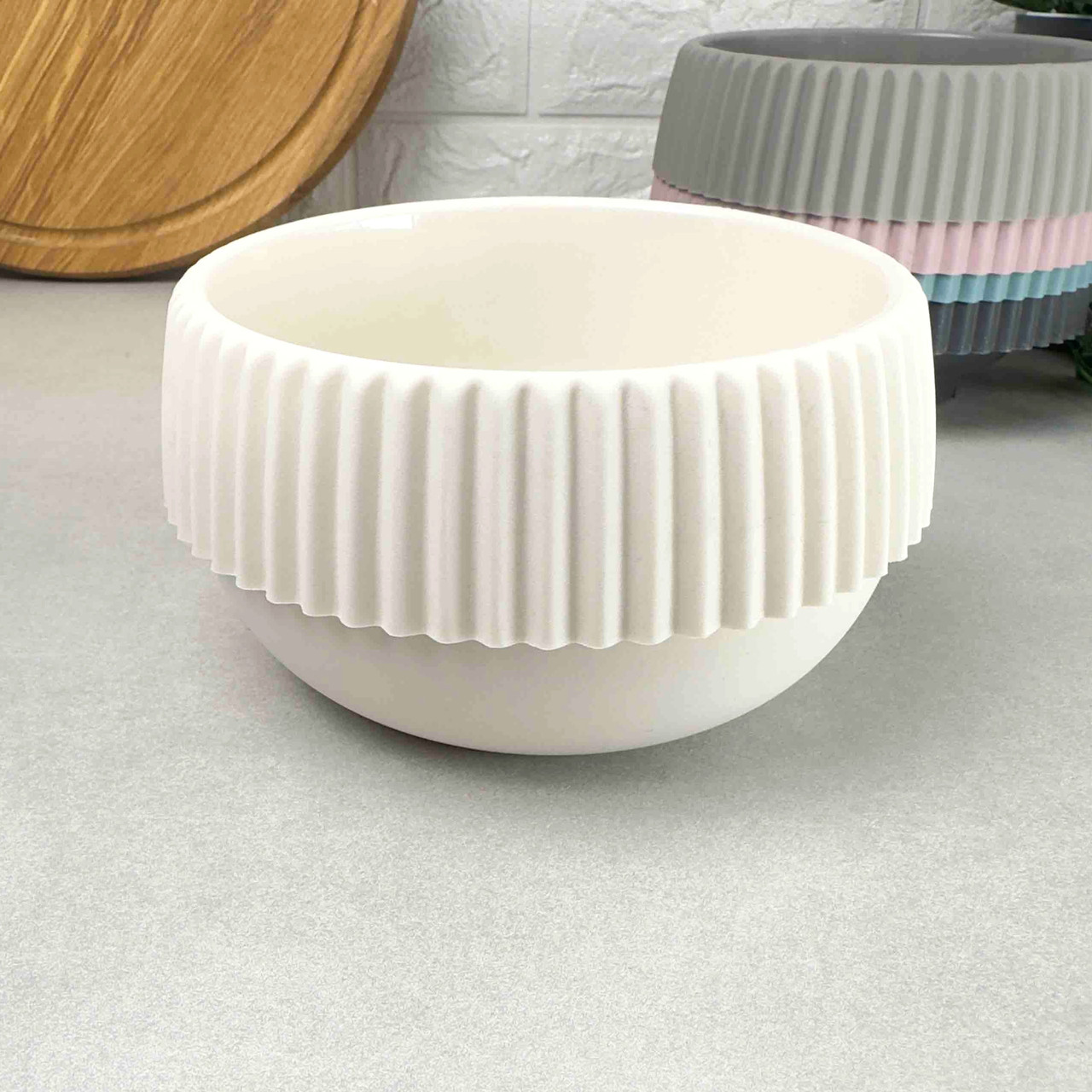 Горщик для кімнатних рослин Молочний 3 л Низький Бохо Алеана