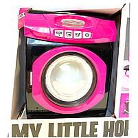 Дитяча іграшкова пральна машина, рожева, підсвічування, 3 режими, обертається барабан, кошик, праска, аксесуари, в кор.26*10*21см, фото 3