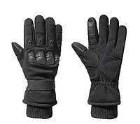 Зимние тактические перчатки на флисе черные 30102 размер универсальный