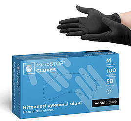 Рукавички Microstop без пудри 100 шт., M (чорні), 3.5 грама