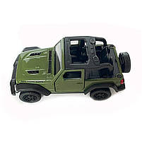 Іграшкова машинка металева Jeep Wrangler Rubicon 2021, зелений джив, відкр двері, інерція, 5*12*5см (250339U), фото 3