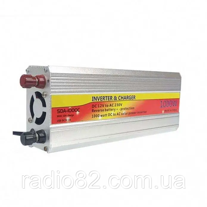 Інвертор 12V на 220 V SuA-1000 W із зарядкою 10 А + USB