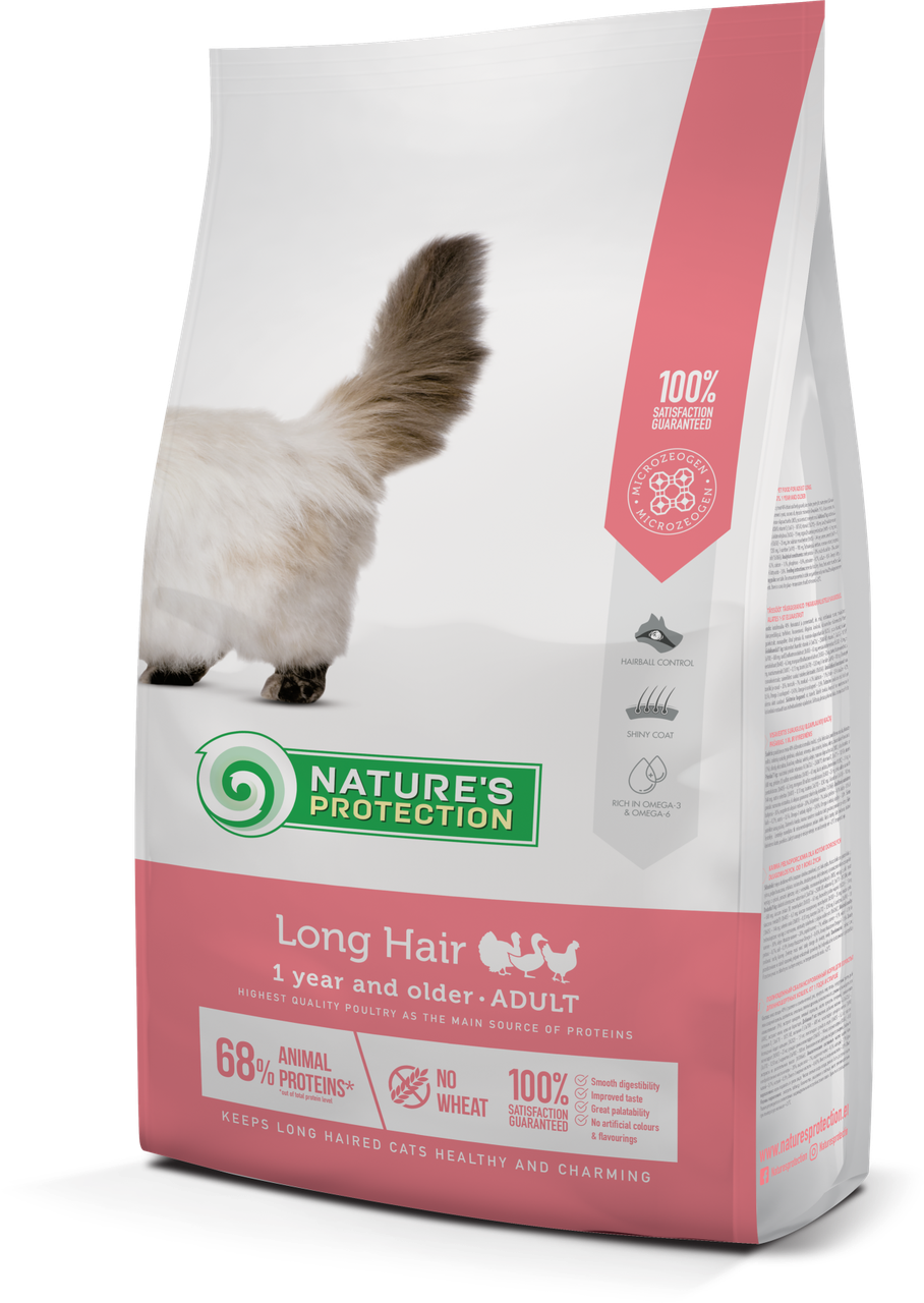 Сухий корм для дорослих котів з довгою шерстю Nature's Protection Long hair 7 кг.