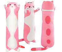 Интерьерная мягкая игрушка обнимашка плюшевая подушка для сна Кот Батон Розовый 150 см