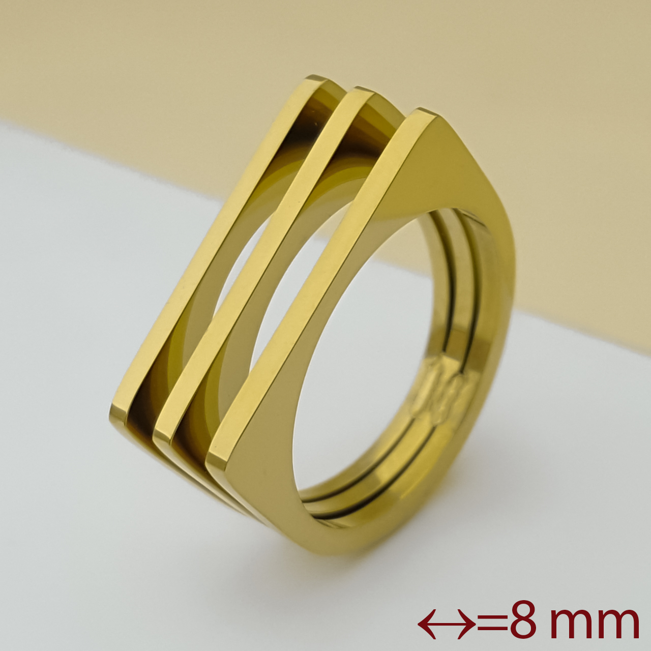 Кільце нержавіюча сталь "Печатка", без каміння, р.16, р.17, р.17,5, stainless steel, під золото, фото 1