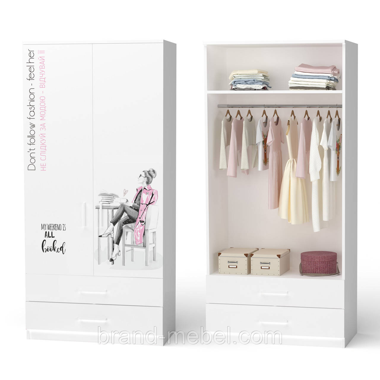 Шкаф два ящика, верх для одежды с фотопечаттю - фото 4 - id-p434558384