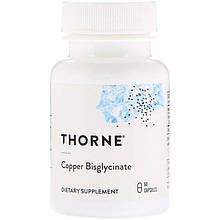 Мідь, Copper Bisglycinate, Thorne, 60 капсул (2 мг в капсулі)