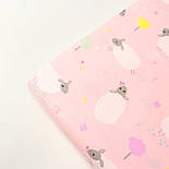 Сатин " Овечки в деревах" на рожевому тлі No 160-42 с, фото 7