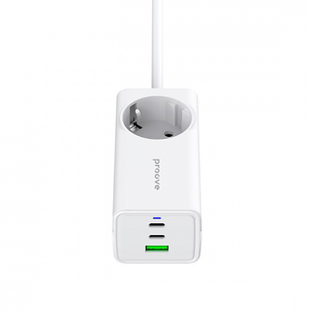 Мережевий фільтр Proove GaN (1 розетка + USB + 2Type-C) 65 W PD3.0/QC4 Power Strip PD-02 White