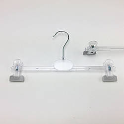 Пластикові вішаки для штанів і спідниць W-B30 прозорого кольору, довжина 300 мм