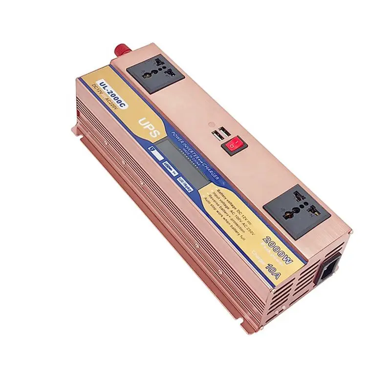 Інвертор 12V на 220 V UL-2000C із зарядкою 10 А + LCD + USB