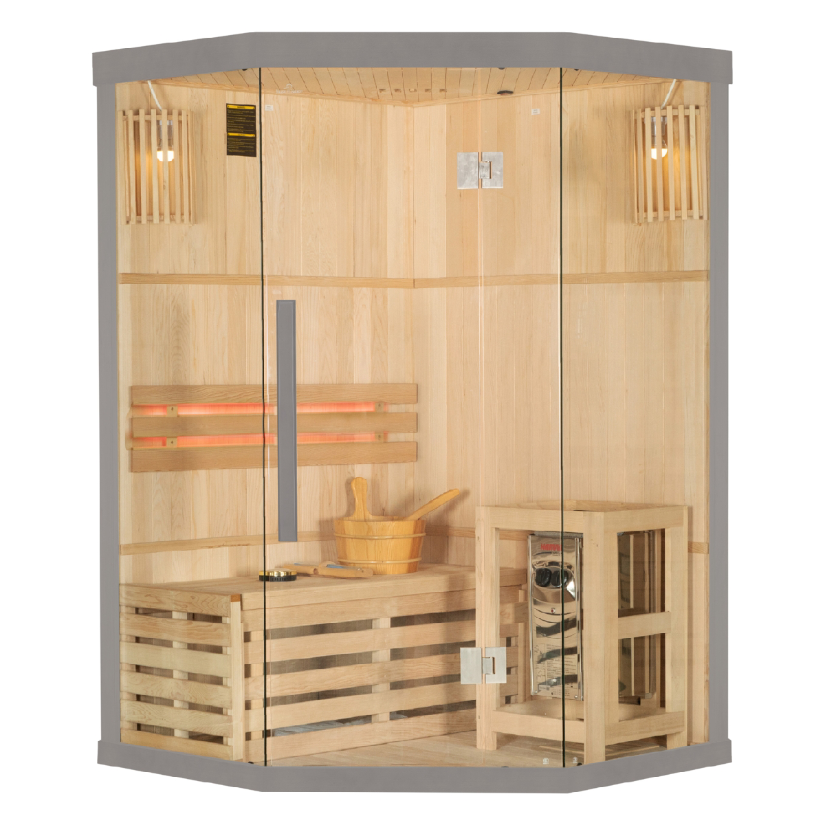 Фінська сауна EA2C Grey з піччю кутова, фото 1