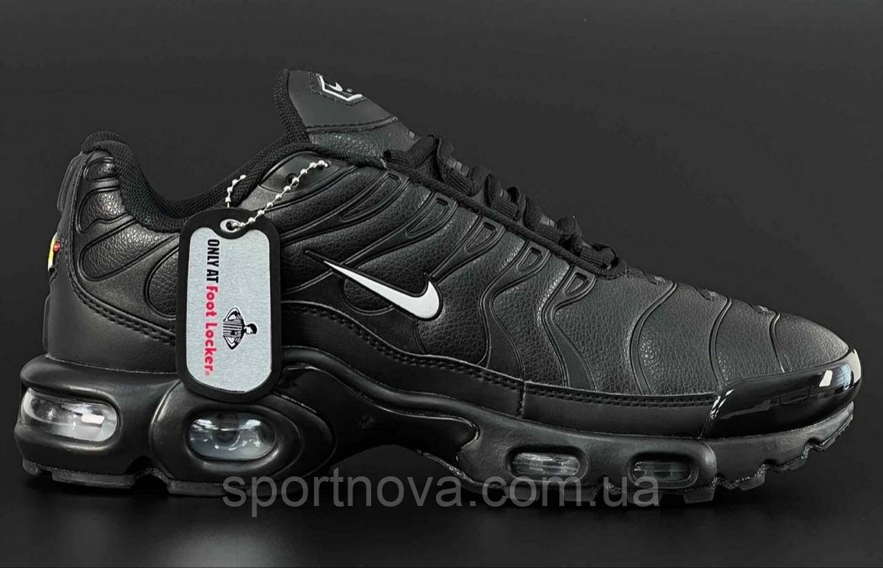 Чоловічі демісезонні кросівки Nike Tn шкіряні чорні з білим р 41-46