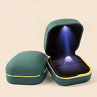 Коробочка для кольца с подсветкой Shell - Футляр шкатулка для предложения или свадьбы Изумруд