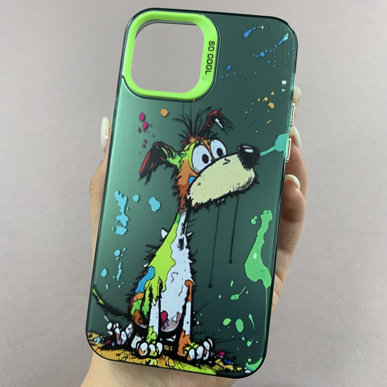 Чохол для Apple iPhone 12 чохол з принтом песика на телефон айфон 12 зелений x0w