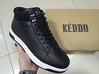 Кеды ботинки мужские кожаные черные KEDDO