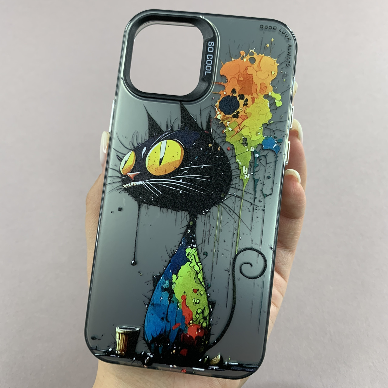 Чохол для Apple iPhone 12 чохол з принтом котика на телефон айфон 12 чорний x0w