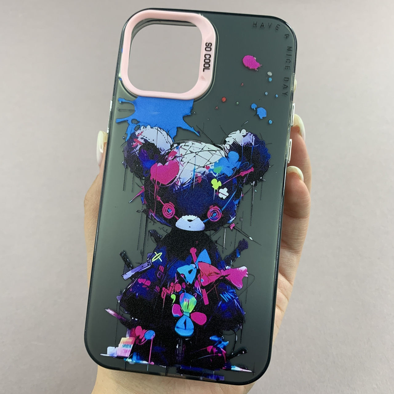 Чохол для Apple iPhone 12 чохол з принтом ведмедика на телефон айфон 12 чорний x0w