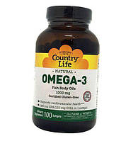 Рыбий жир Омега 3 Omega-3 Fish Body Oil Country Life 100гелкапс (67124003)