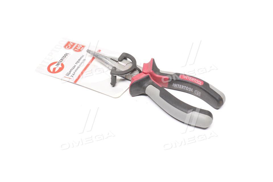 Довгогубци прями 160мм, CrV, изольовани рукоятки (INTERTOOL) NT-0219 UA59