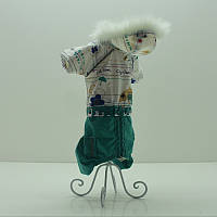 Зимняя одежда для собак , Одежда для животных , Комбинезон для собак бирюзовый + белый 2 ( 35х54 см )