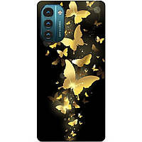 Силиконовый чехол бампер для Nokia G21 с рисунком Золотые Бабочки Мотыльки