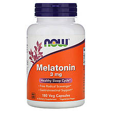 Мелатонін, Melatonin, Now Foods, 3 мг, 180 вегетаріанських капсул